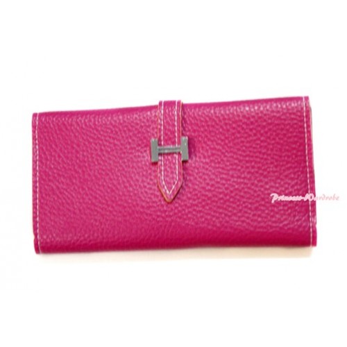 Hot Pink Leather Adult Women Long Clutch Purse Zipper Wallet CB93 